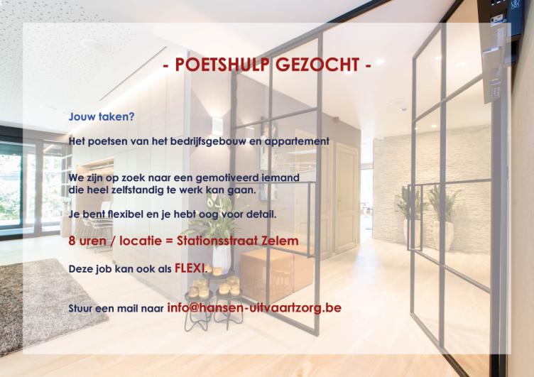 vacature Hansen   poetsvrouw poetsman 21 08 2025